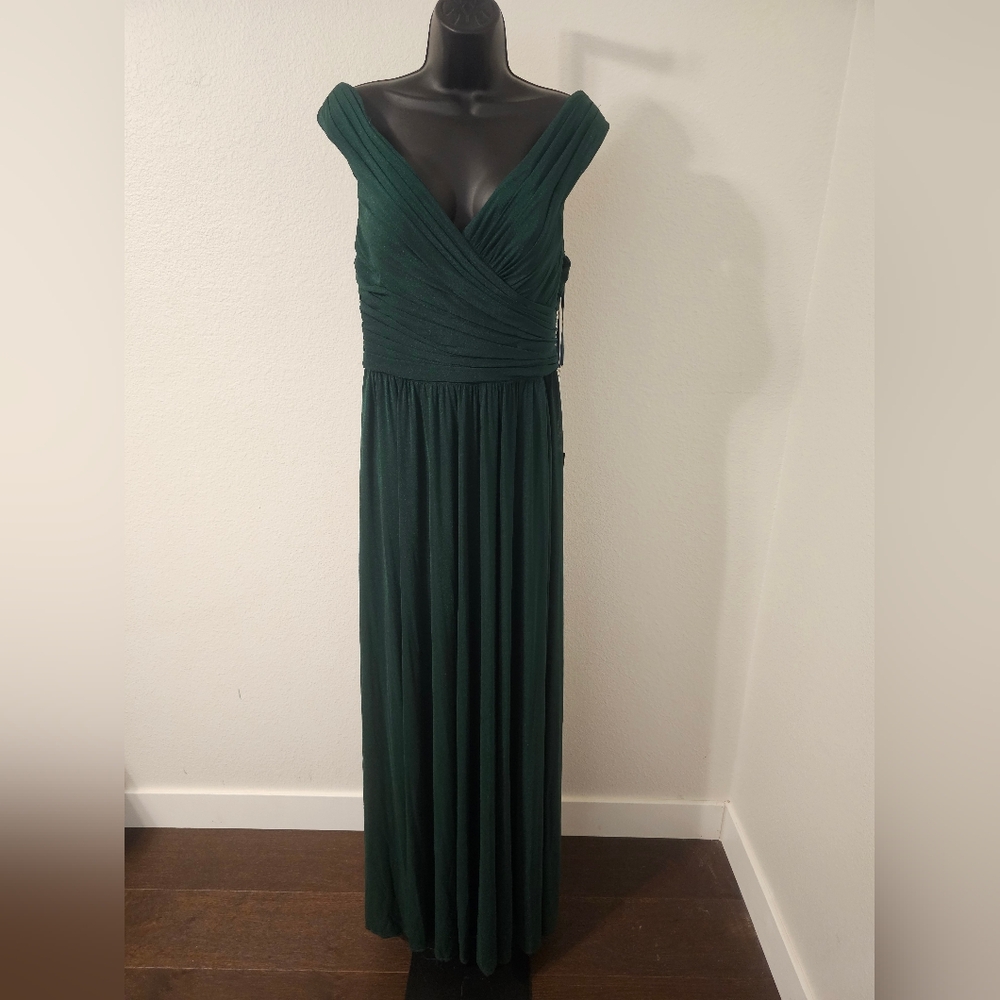 NWT LaFemme Dark Green Long Dress Sz 14